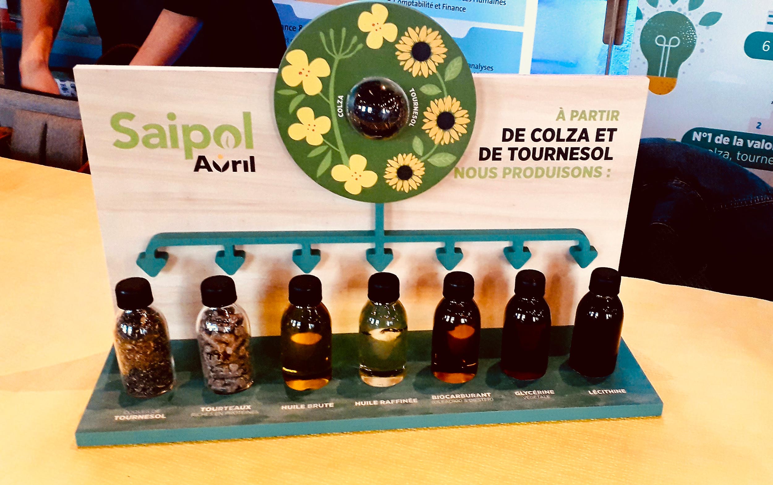 Stand modulable réalisé par l'agence Bee Happy pour Saipol, totalement éco-conçu, facile à transporter et à installer, pour animer les prises de parole RH de la marque.